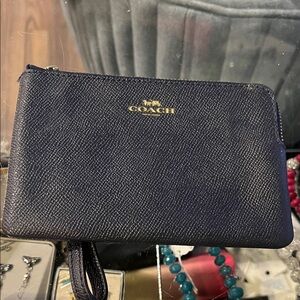 Coach Navy Leather Men's Wristlet